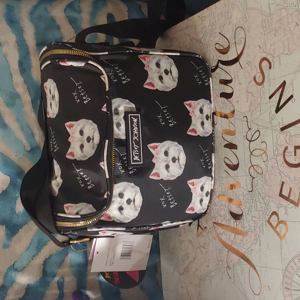 Betsey Johnson Lunch Tote Bag Dog Girl Bow NWT